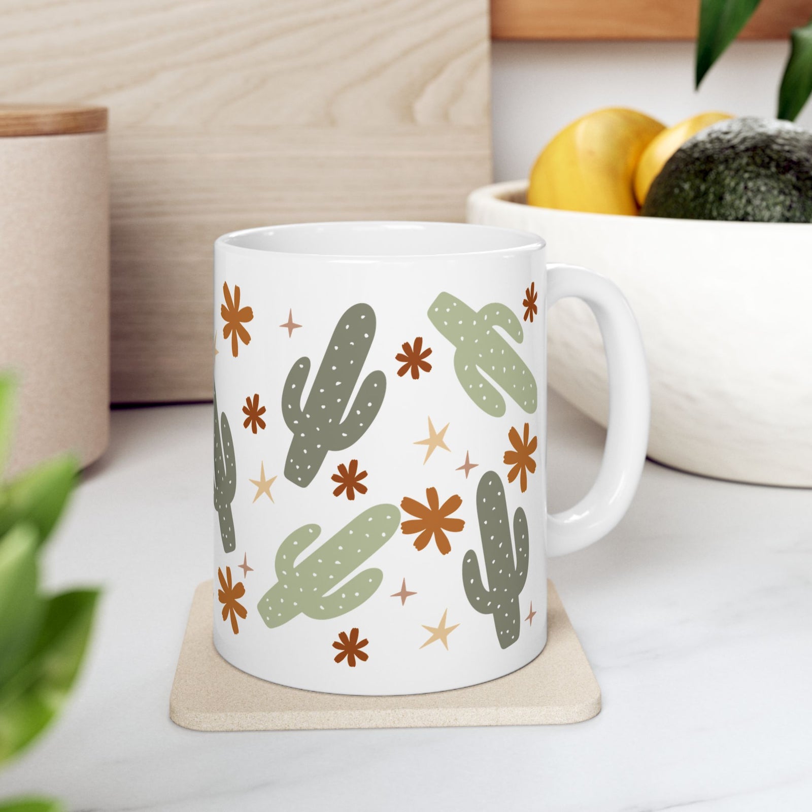 Boho Cactus Cute Ceramic Mug Coffee Cup (11oz & 15oz)