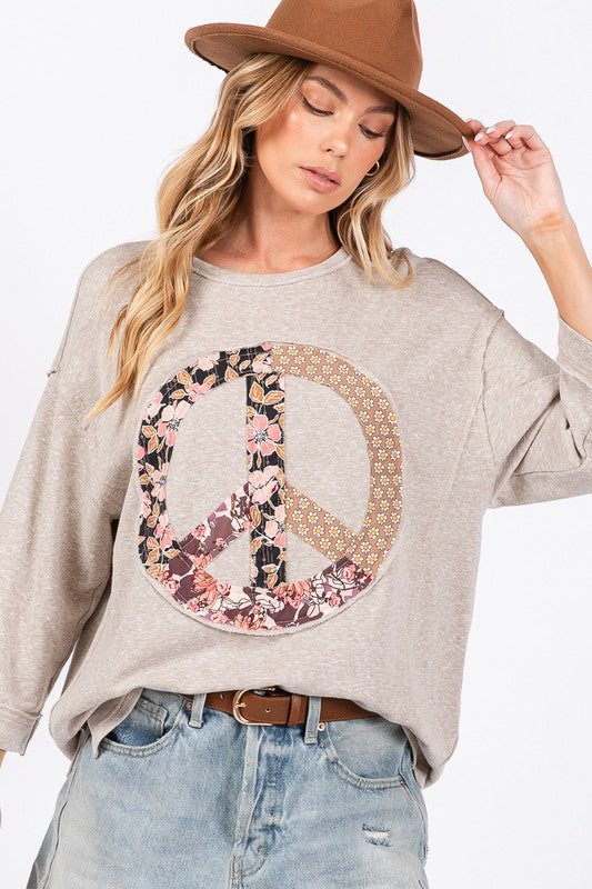 SAGE + FIG Floral Peace Patch Round Neck Top - Sydney So Sweet