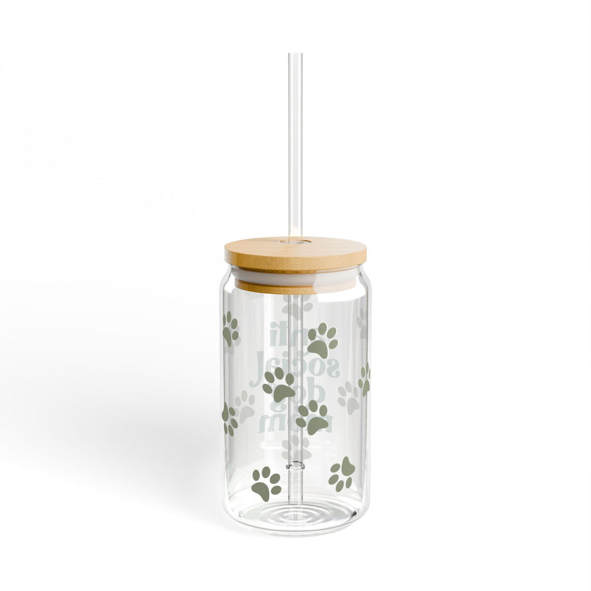 Anti Social Dog Mom Tumbler Sipper Glass 16oz — Reusable Drink Jar with Lid & Straw - Sydney So Sweet