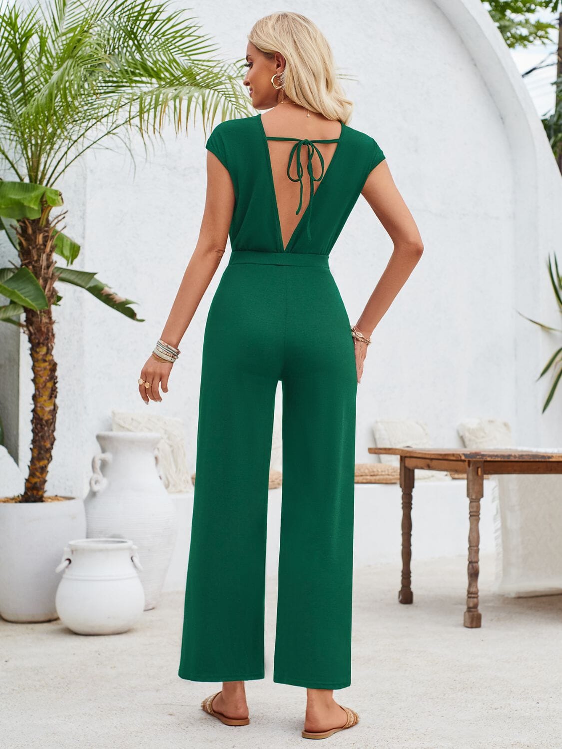 Twisted Round Neck Cap Sleeve Jumpsuit - Sydney So Sweet