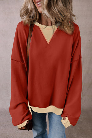 Contrast Round Neck Long Sleeve Sweatshirt - Sydney So Sweet