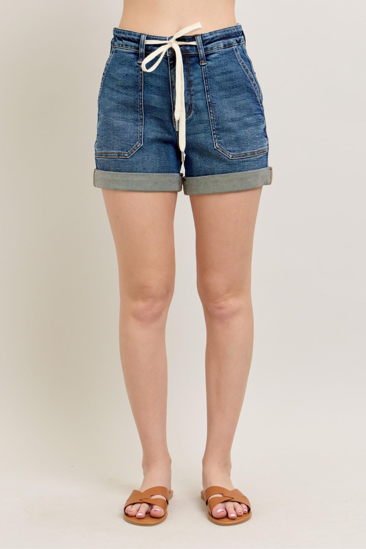 Judy Blue Full Size High Rise Cuff Denim Shorts Plus Size - Sydney So Sweet