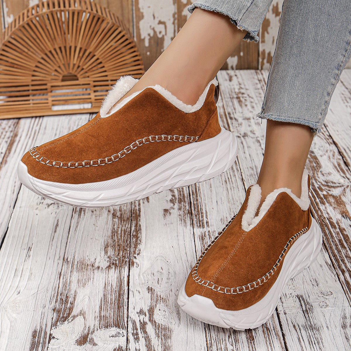 Thermal Suede Platform Slip-On Boots - Sydney So Sweet