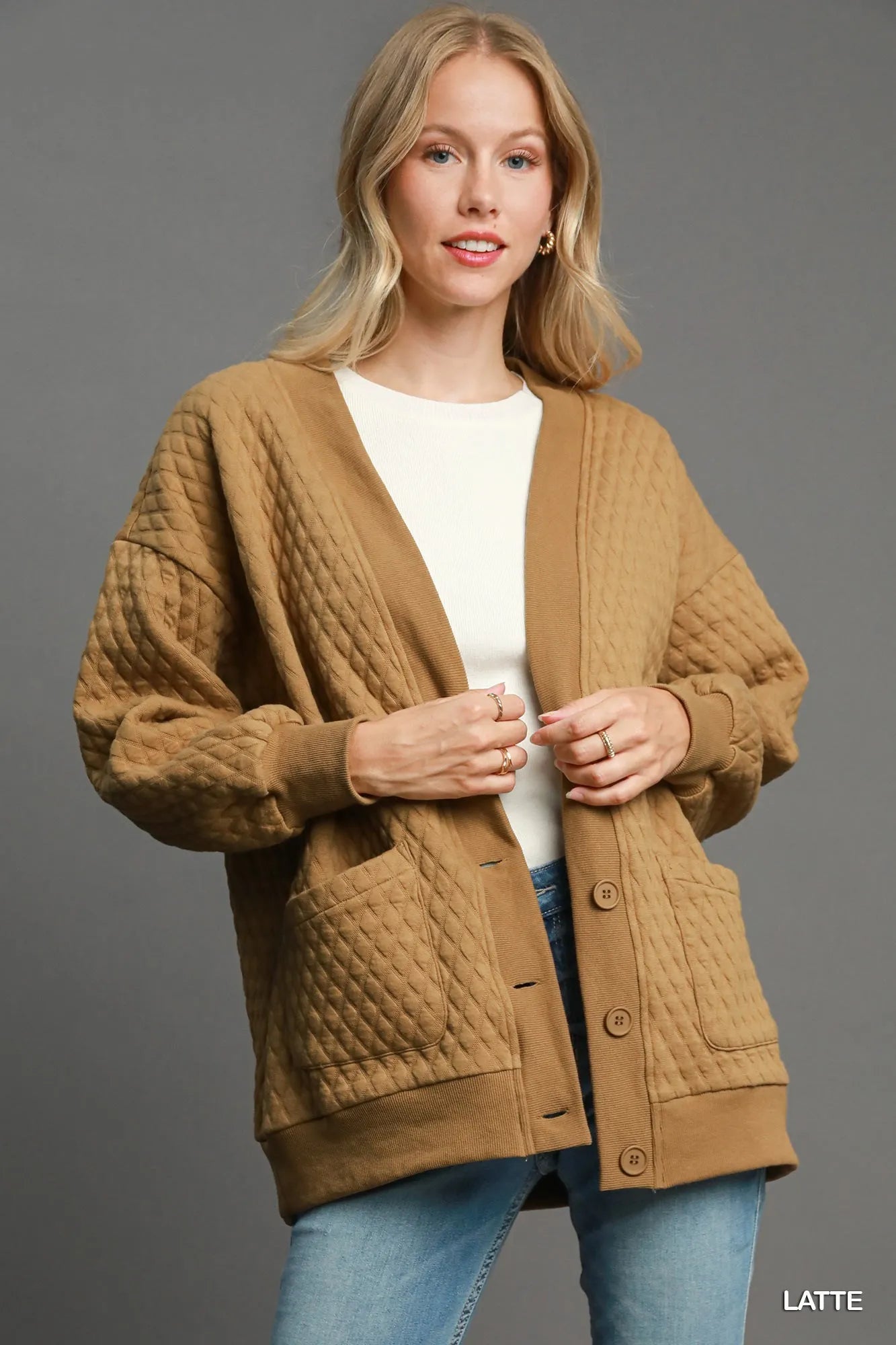 Umgee Button-Up Jacquard Cardigan - Sydney So Sweet