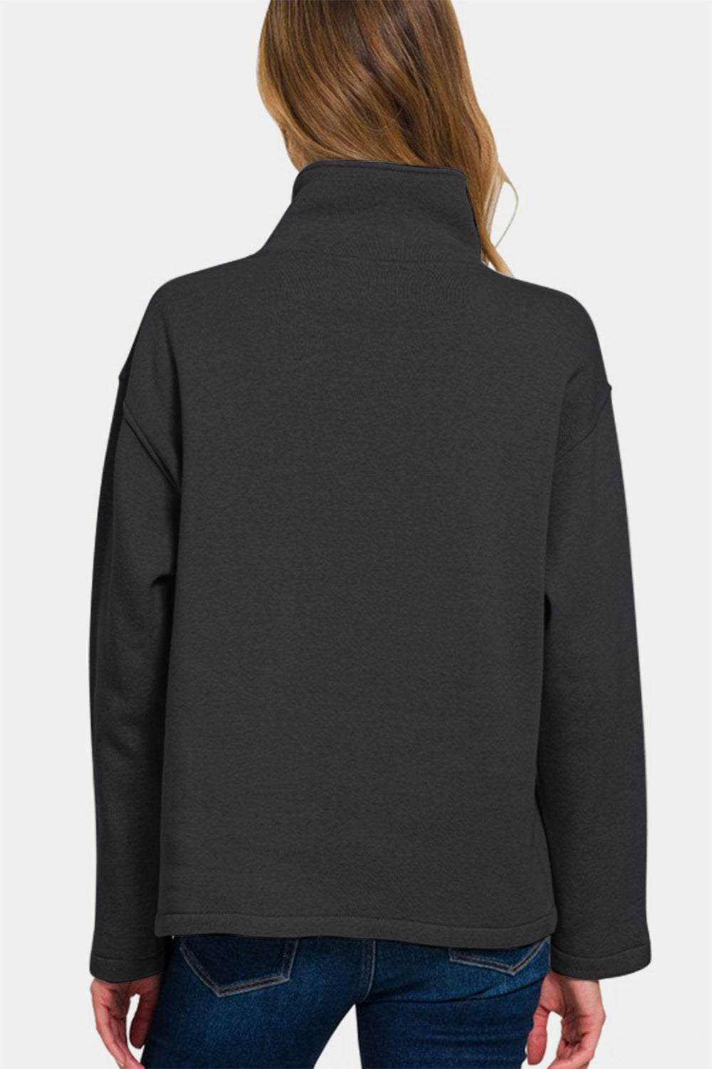 Zenana Turtleneck Half Snap Fleece Sweatshirt - Sydney So Sweet