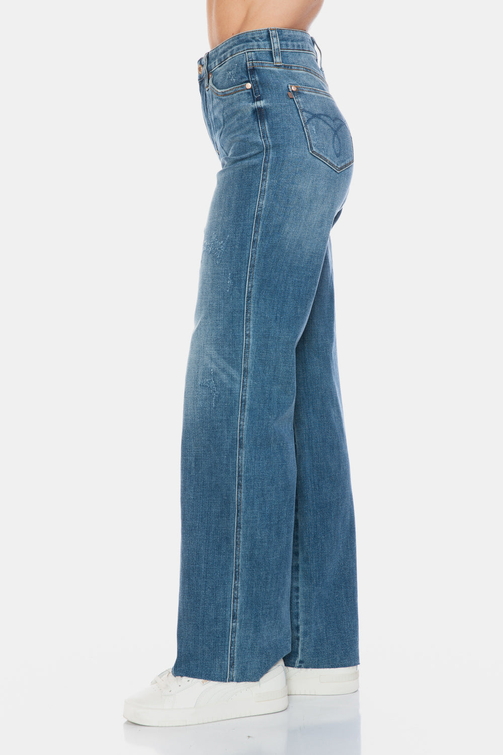 Judy Blue Full Size Tummy Control Cut Raw Hem Straight Jeans - Sydney So Sweet