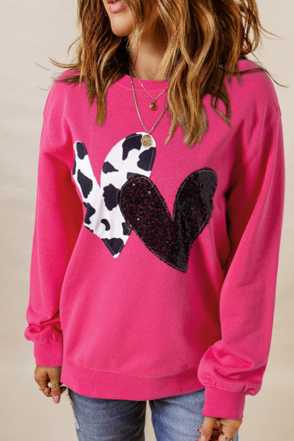 Heart Patch Long Sleeve Sweatshirt - Sydney So Sweet