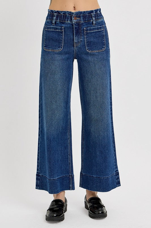 RISEN Elastic Band Wide Leg Jeans - Sydney So Sweet