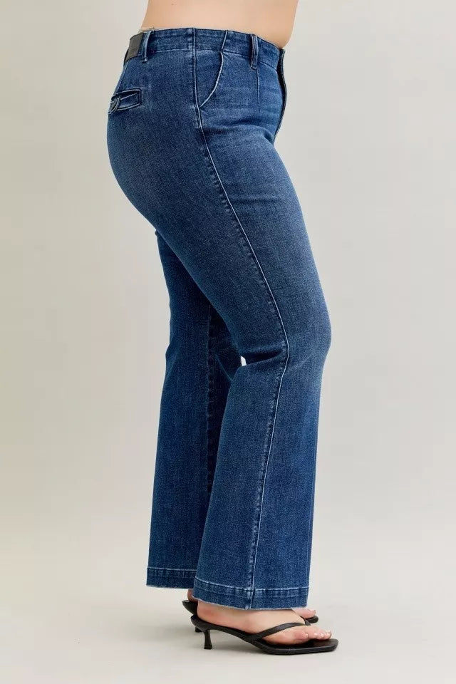Judy Blue Full Size Mid Rise Bootcut Jeans with Welt Pockets Plus Size - Sydney So Sweet