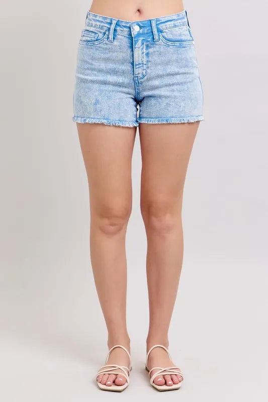 Judy Blue Mid Rise Garment Dyed Denim Shorts - Sydney So Sweet