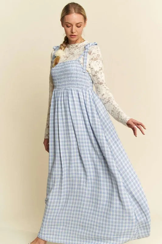 Davi & Dani Plaid Smocking Sleeveless Maxi Dress - Sydney So Sweet