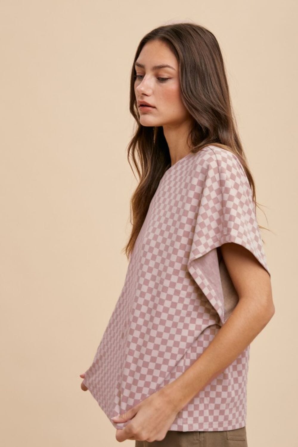 Annie Wear Checkered Round Neck Short Sleeve T-Shirt - Sydney So Sweet