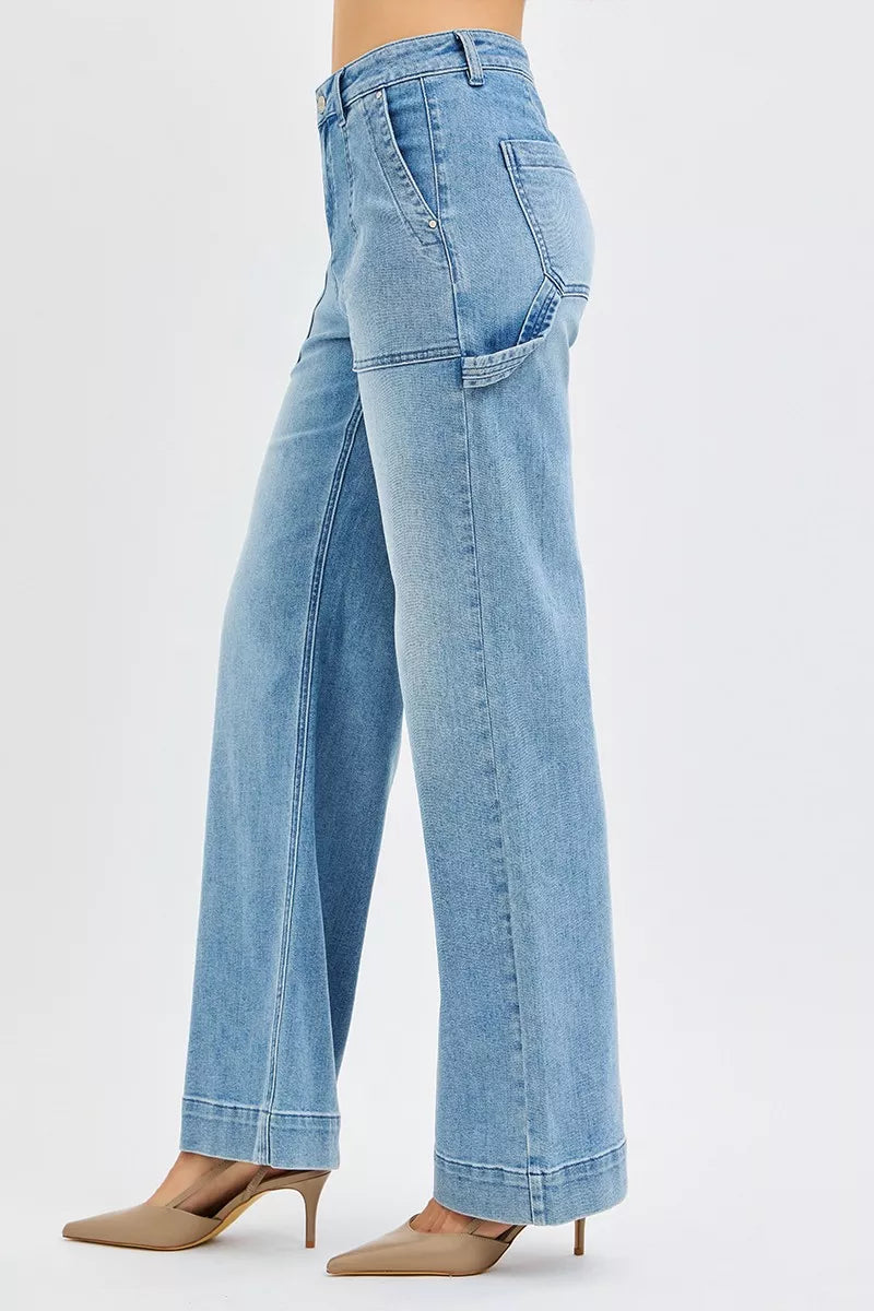 RISEN Full Size High Rise Straight Leg Jeans with Front Pockets Plus Size - Sydney So Sweet