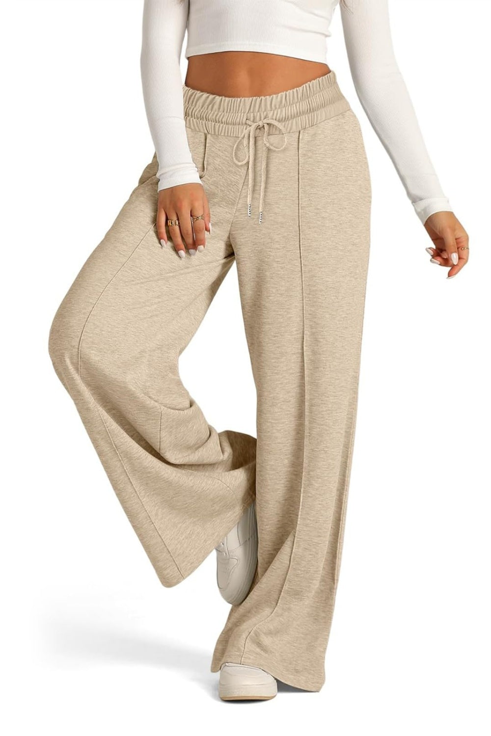 Drawstring Elastic Waist Wide Leg Pants - Sydney So Sweet