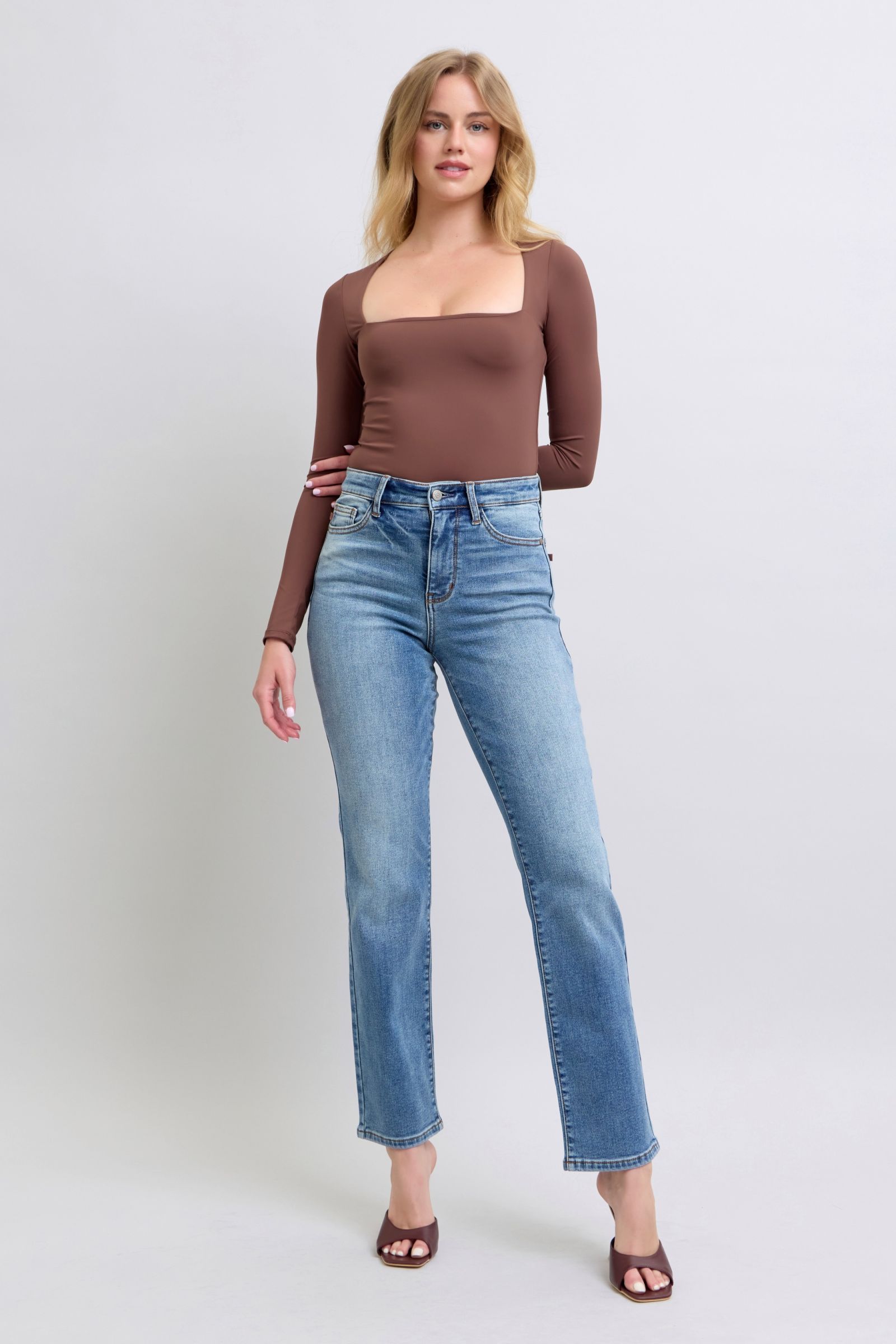 Judy Blue Full Size Wash Thermal Straight Jeans with Pockets - Sydney So Sweet