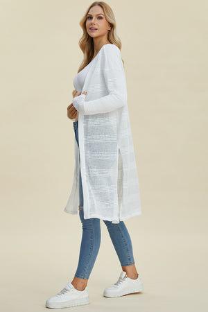 Double Take Full Size Open Front Longline Cardigan - Sydney So Sweet