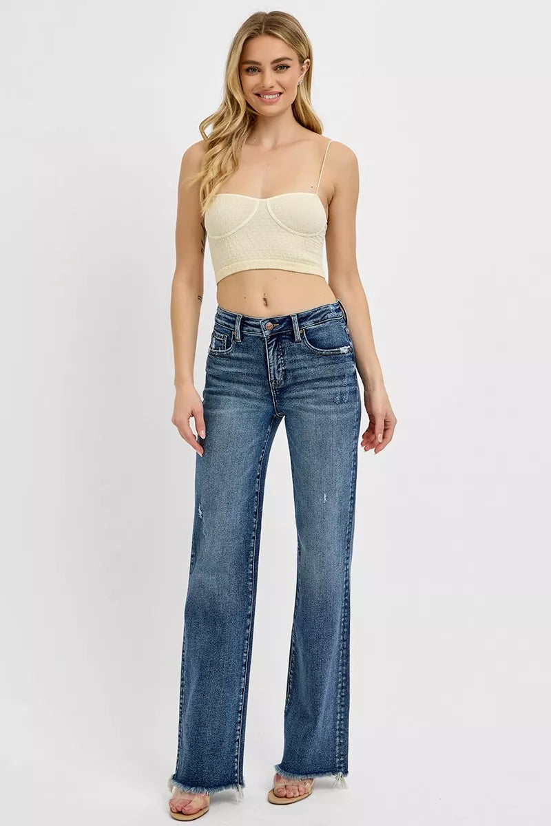 RISEN Full Size Tummy Control High Rise Long Straight Jeans Plus Size - Sydney So Sweet