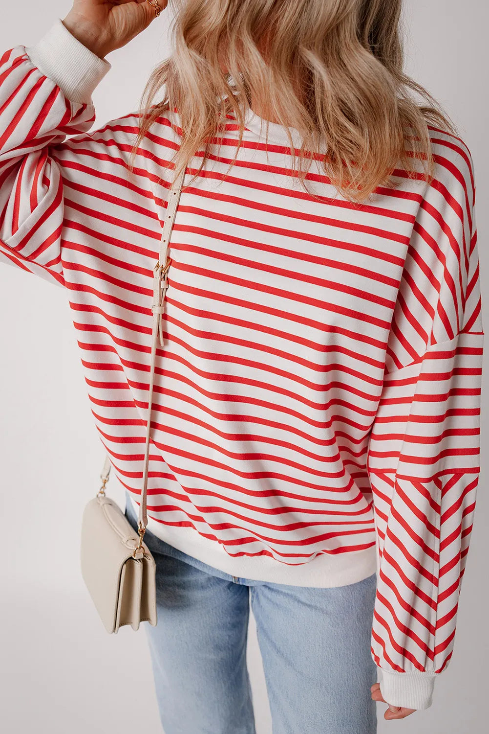 Striped Dropped Shoulder Long Sleeve Sweatshirt - Sydney So Sweet