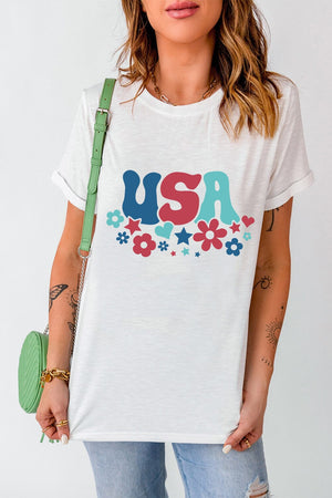 USA Round Neck Short Sleeve T-Shirt - Sydney So Sweet