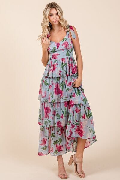 Mittoshop Layered Floral Sweetheart Neck Maxi Dress - Sydney So Sweet