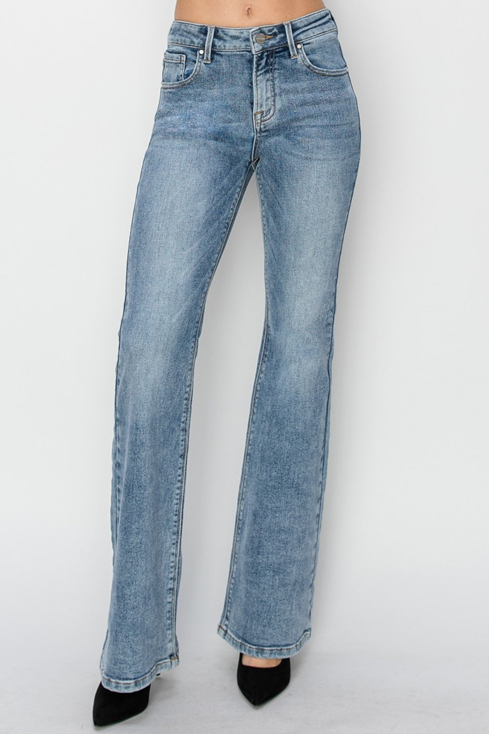 RISEN Full Size Mid Rise Bootcut Jeans - Sydney So Sweet