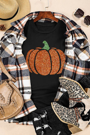 Pumpkin Round Neck Short Sleeve T-Shirt - Sydney So Sweet