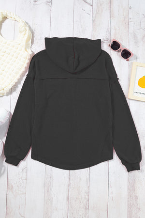 Pocketed Dropped Shoulder Long Sleeve Hoodie - Sydney So Sweet