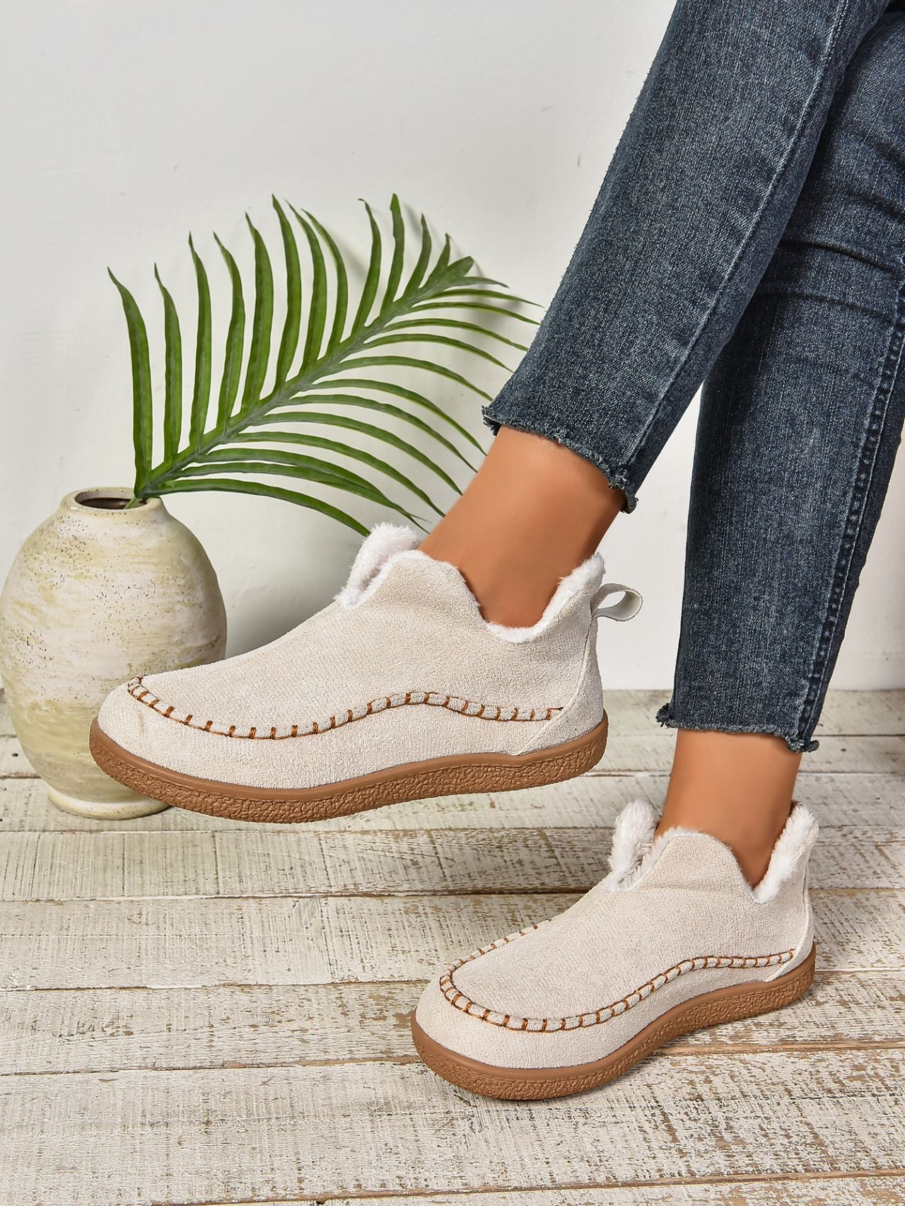 Faux Fur Round Toe Flat Sneakers - Sydney So Sweet