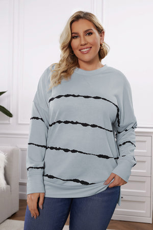 Plus Size Round Neck Dropped Shoulder Sweatshirt - Sydney So Sweet