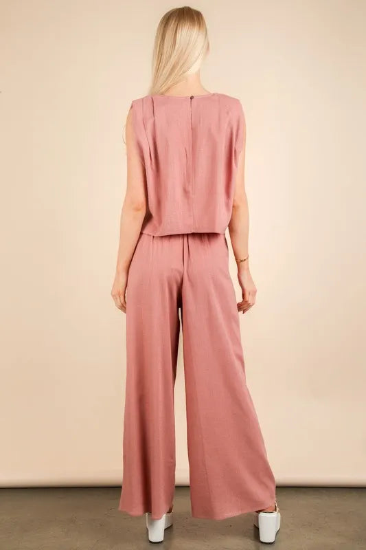 VERY J Solid Woven Top & Pants Set - Sydney So Sweet