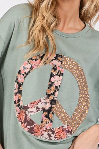 SAGE + FIG Floral Peace Patch Round Neck Top - Sydney So Sweet