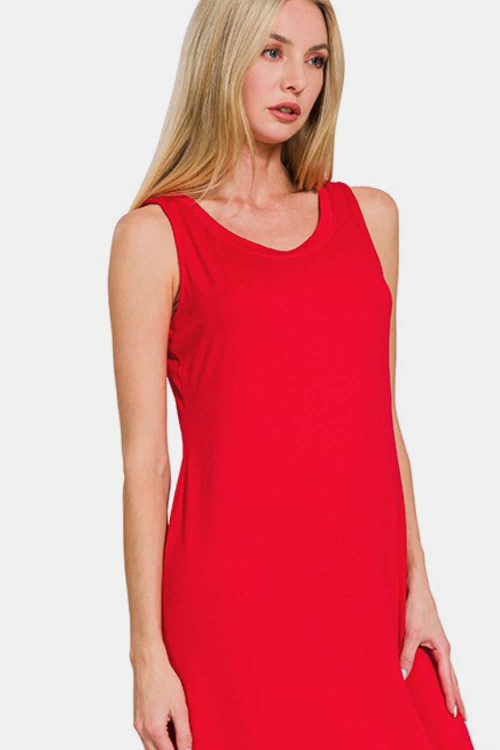 Zenana Scoop Neck Wide Strap Tank Dress - Sydney So Sweet