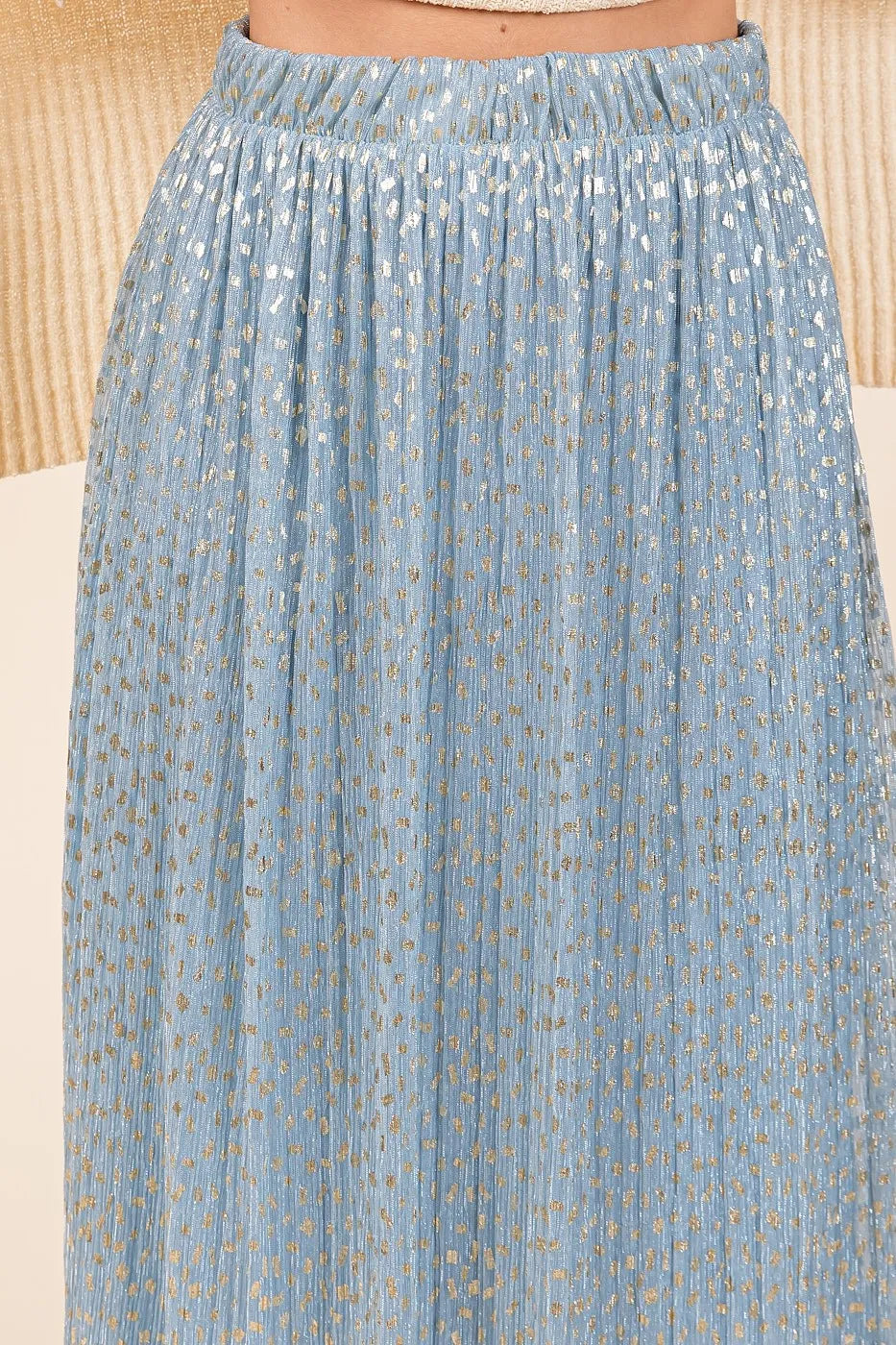 Mittoshop Metallic Glitter Speckle Print Elastic Midi Skirt - Sydney So Sweet