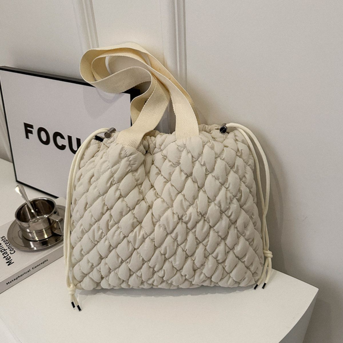 Drawstring Bubble Texture Tote Bag - Sydney So Sweet