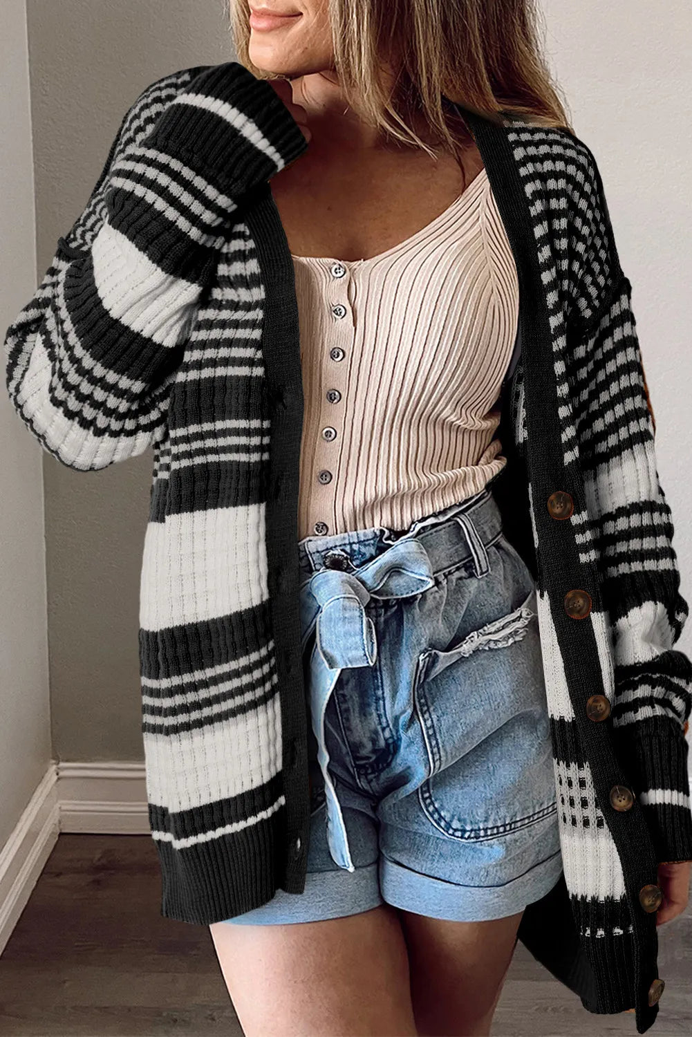 Striped Button Down Cardigan - Sydney So Sweet