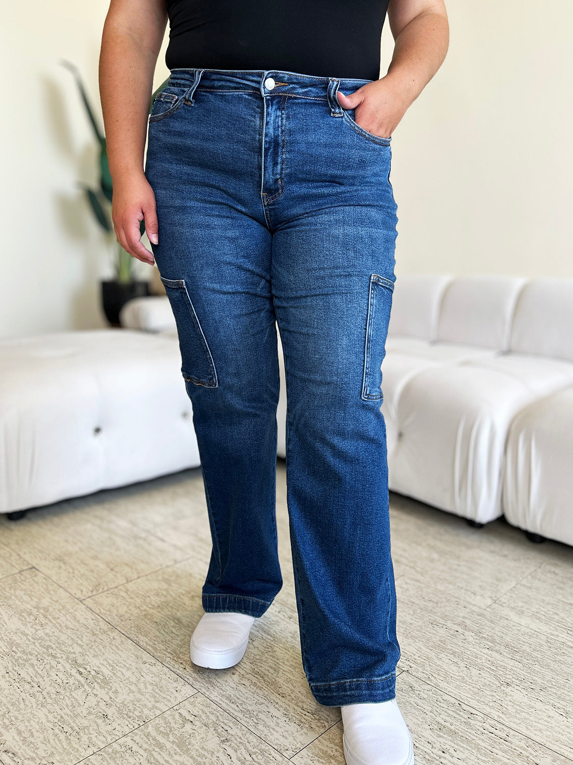 Judy Blue Full Size High Waist Straight Cargo Jeans - Sydney So Sweet