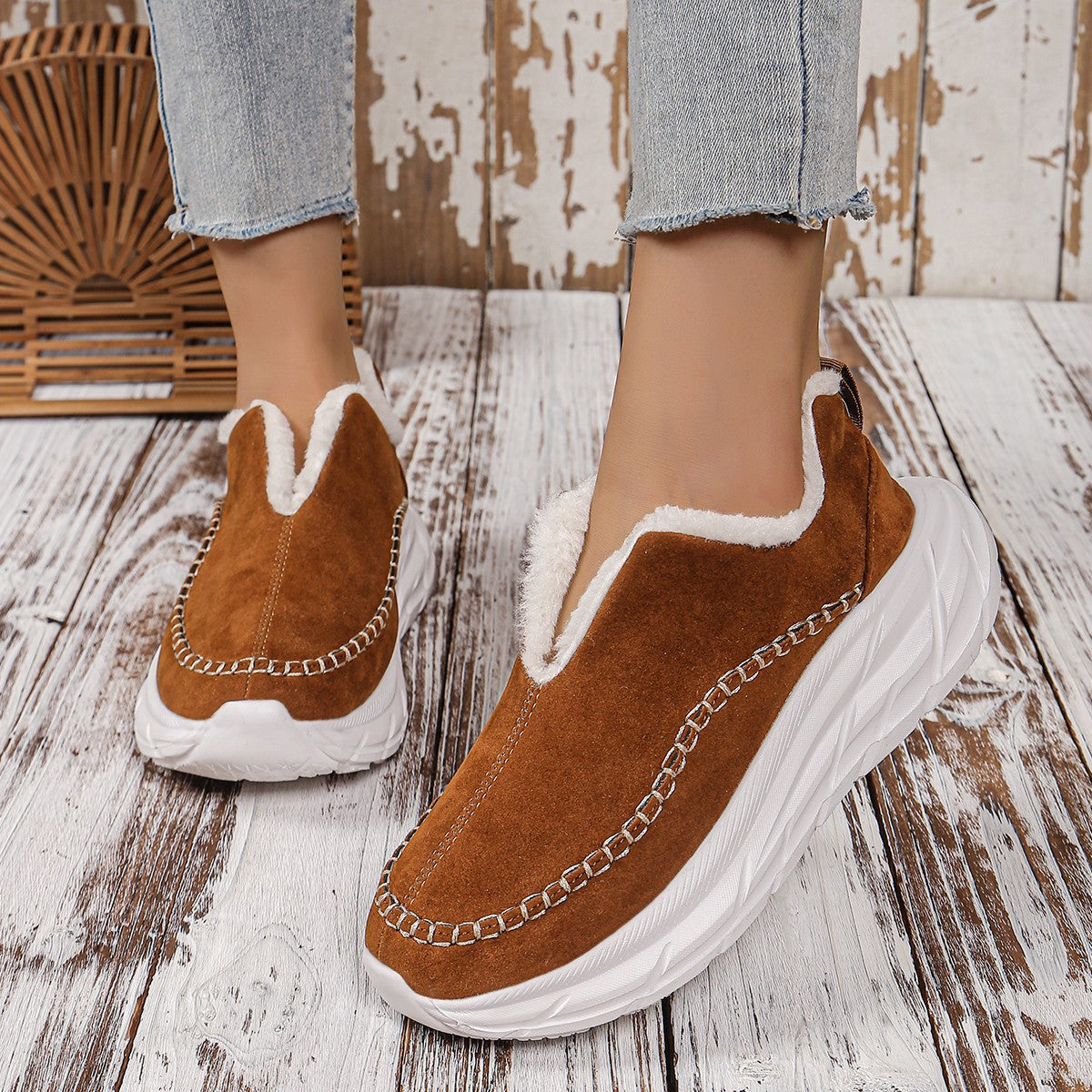 Thermal Suede Platform Slip-On Boots - Sydney So Sweet