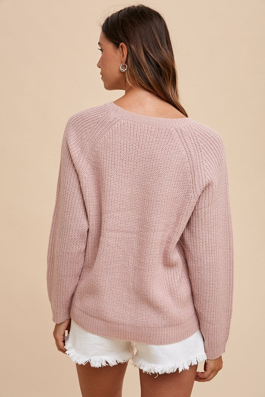 Annie Wear HELLO Embroidered Raglan Sleeve Sweater - Sydney So Sweet