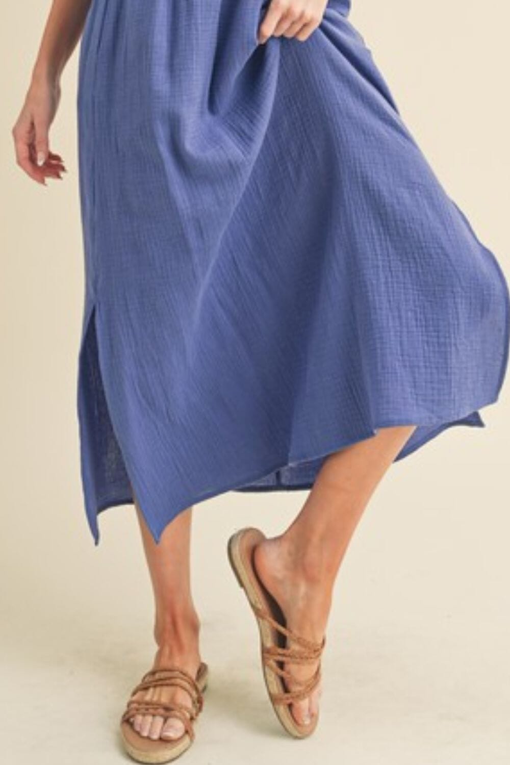 Aemi + Co Side Slit Round Neck Sleeveless Tank Dress - Sydney So Sweet