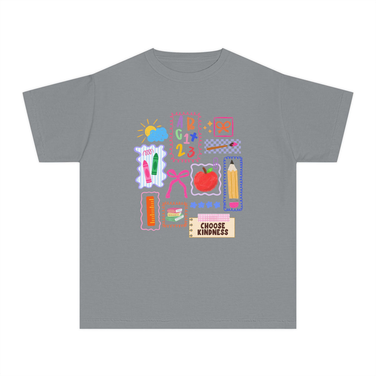 Choose Kindness Coquette Doodles Bow Graphic Tee Kids Back to School T-Shirt