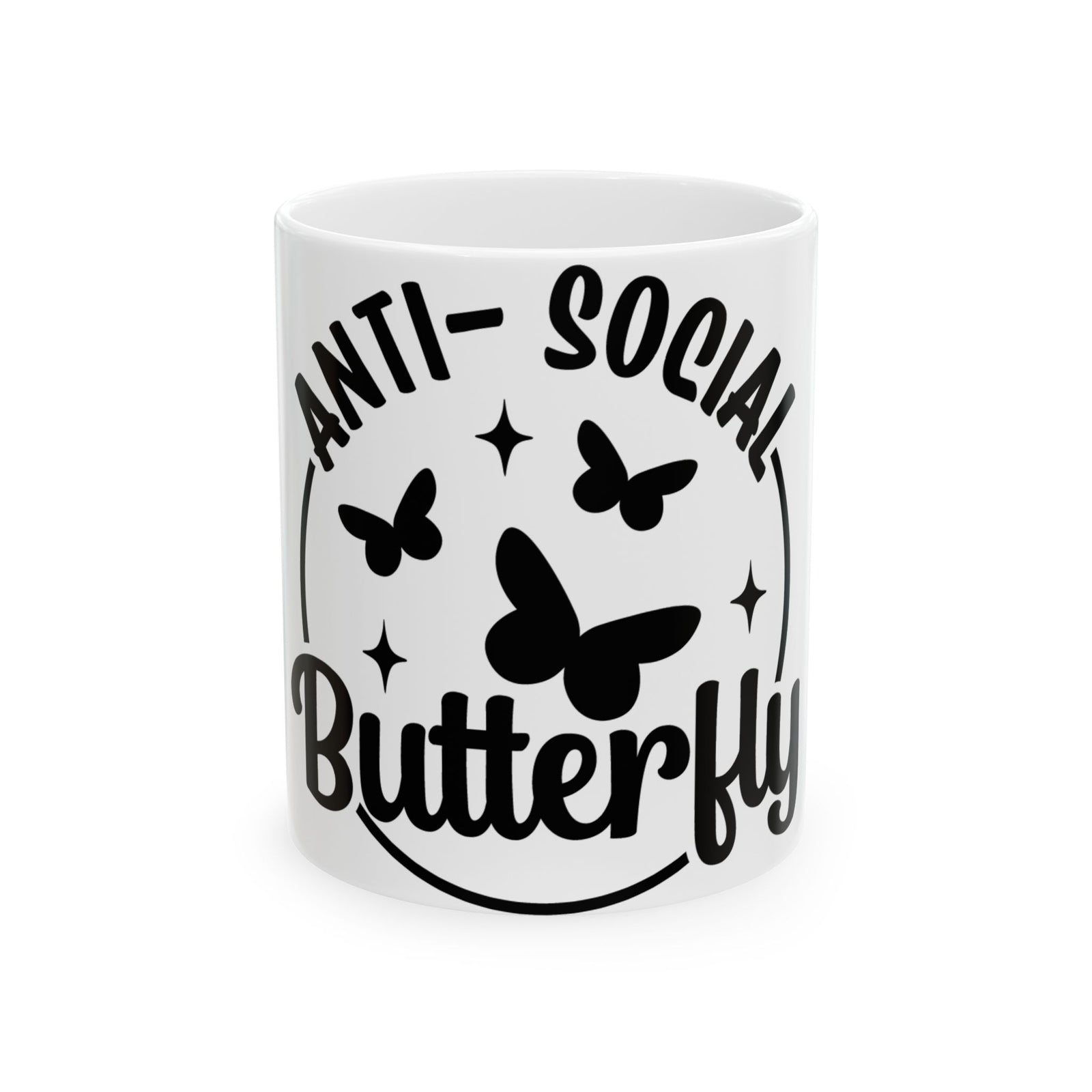 Anti-Social Butterfly Cute Ceramic Mug Coffee Cup (11oz & 15oz)