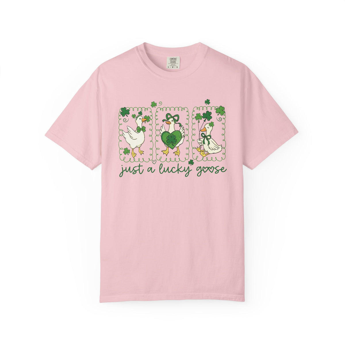 Just a Lucky Goose Stamp St. Patrick's Day Graphic T-Shirt Unisex Short Sleeve Tee
