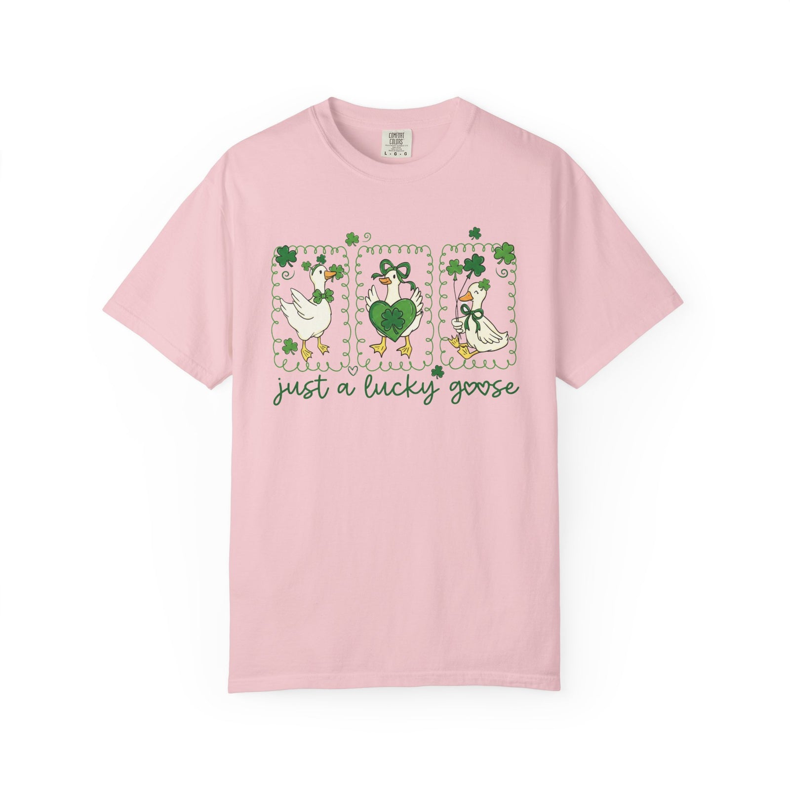 Just a Lucky Goose Stamp St. Patrick's Day Graphic T-Shirt Unisex Short Sleeve Tee