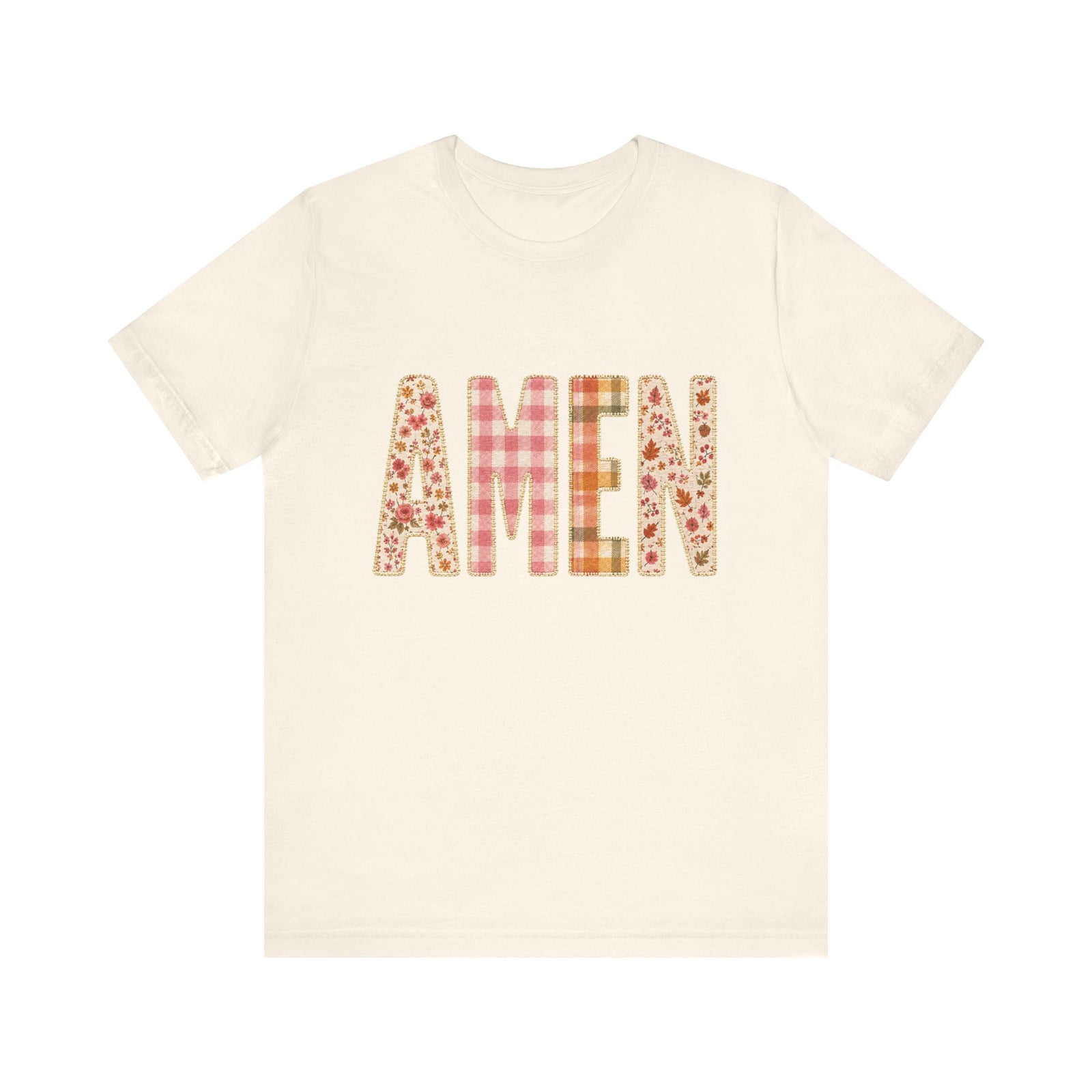 AMEN Floral Plaid Tee Women's Christian Graphic T-Shirt