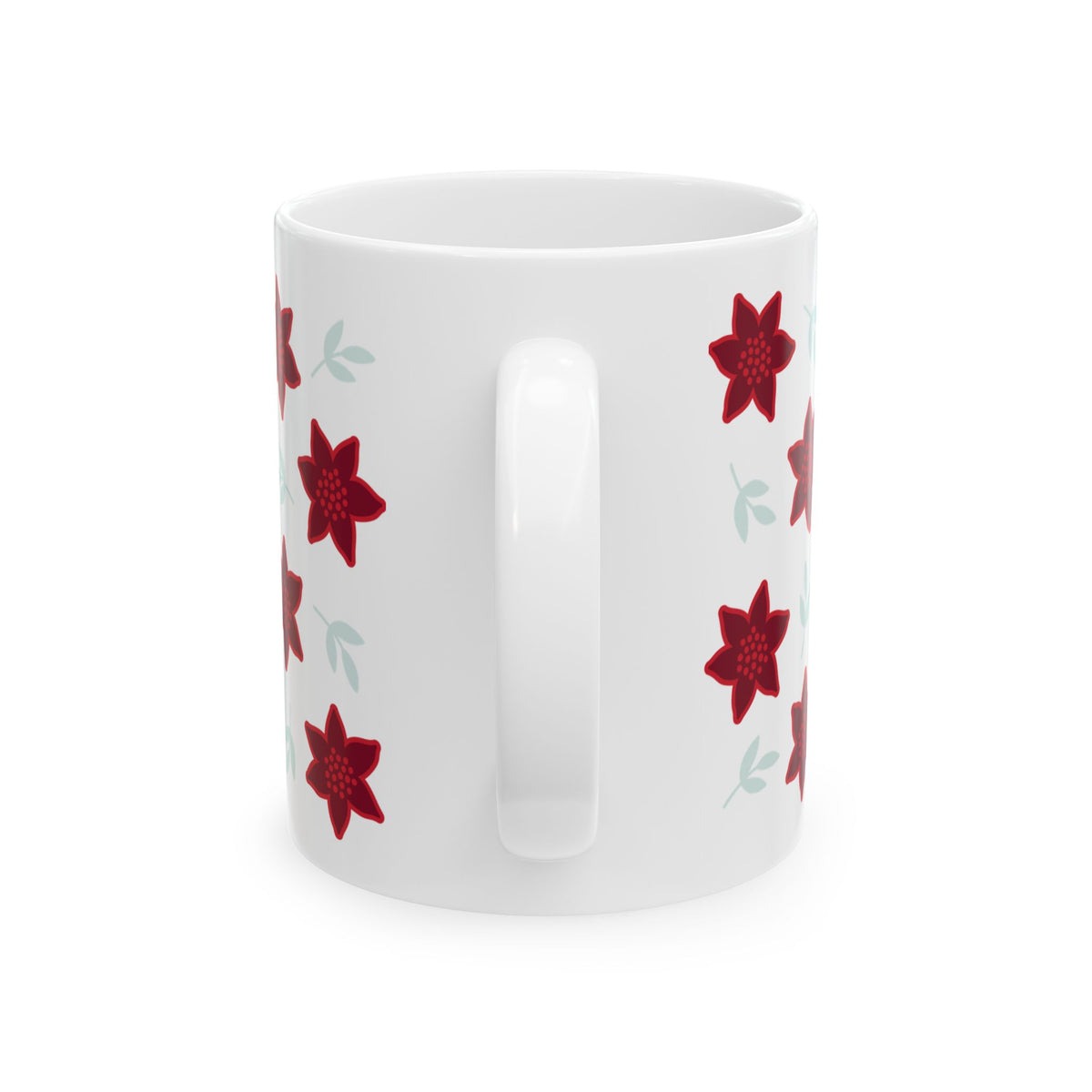 Poinsettia Christmas Flowers Ceramic Mug Coffee Cup (11oz & 15oz)