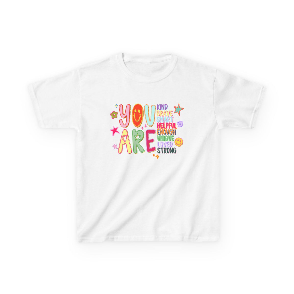 You are Enough Colorful Kids T-Shirt Youth Inspirational Graphic Tee