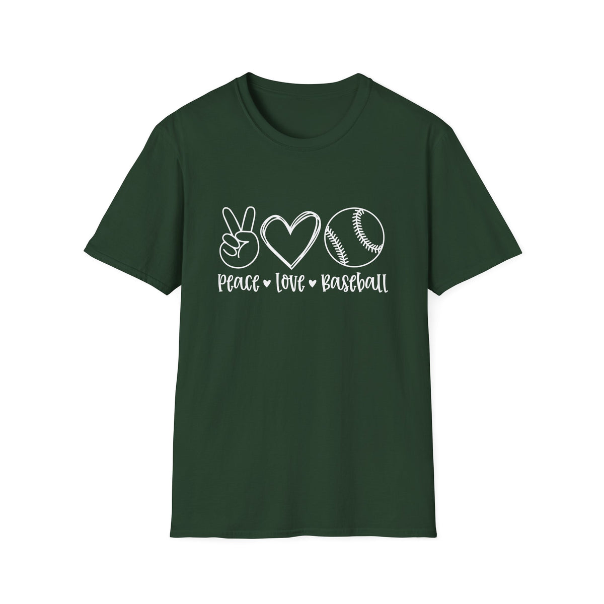 Peace Love Baseball Graphic T-Shirt Cute Sports Mom Tee (12 Team Colors)