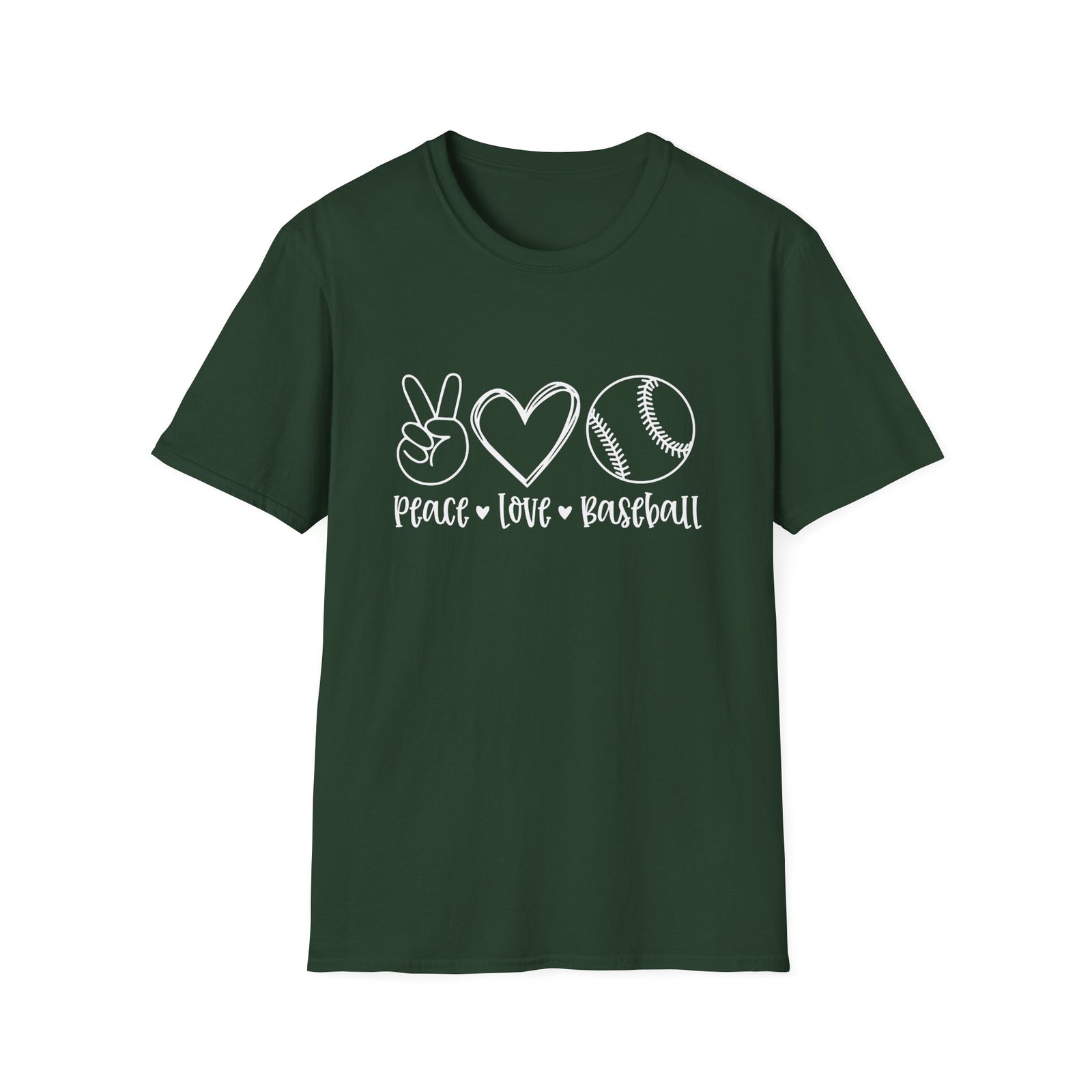 Peace Love Baseball Graphic T-Shirt Cute Sports Mom Tee (12 Team Colors)