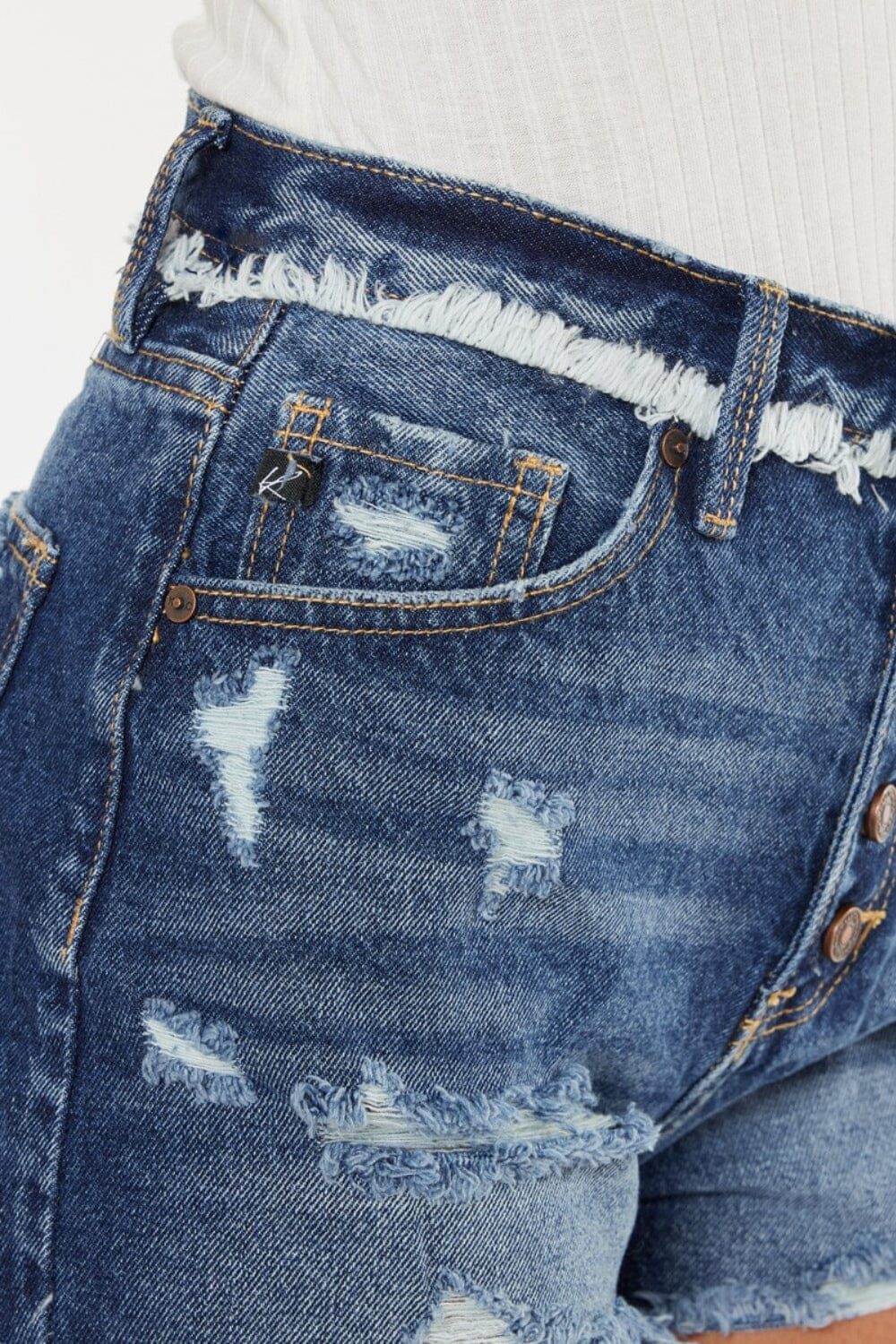 Kancan Distressed Button Fly Denim Shorts - Sydney So Sweet