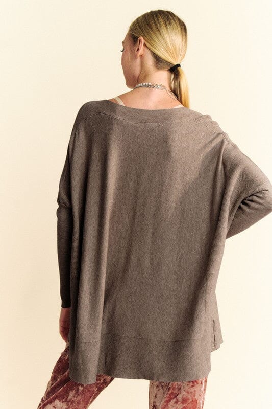 Davi & Dani Round Neck Dropped Shoulder Long Sleeve Knit Top - Sydney So Sweet